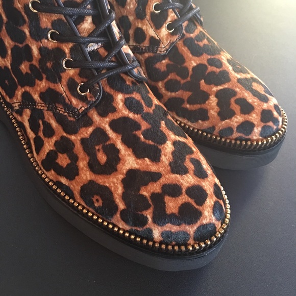 Michael Kors Combat Boot Leopard Print Calf Hair - Picture 7 of 8